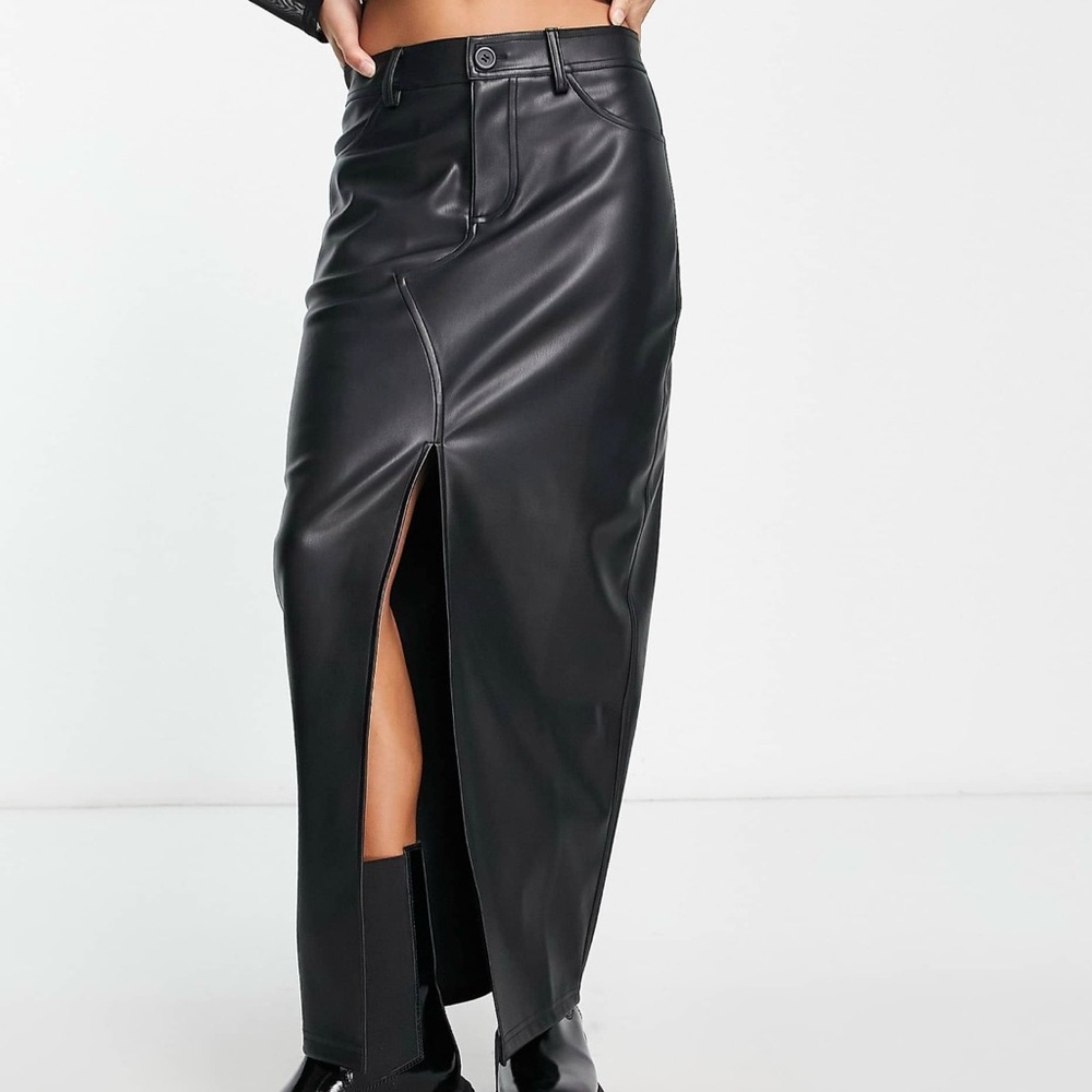 ASOS petite Faux Leather Maxi Skirt